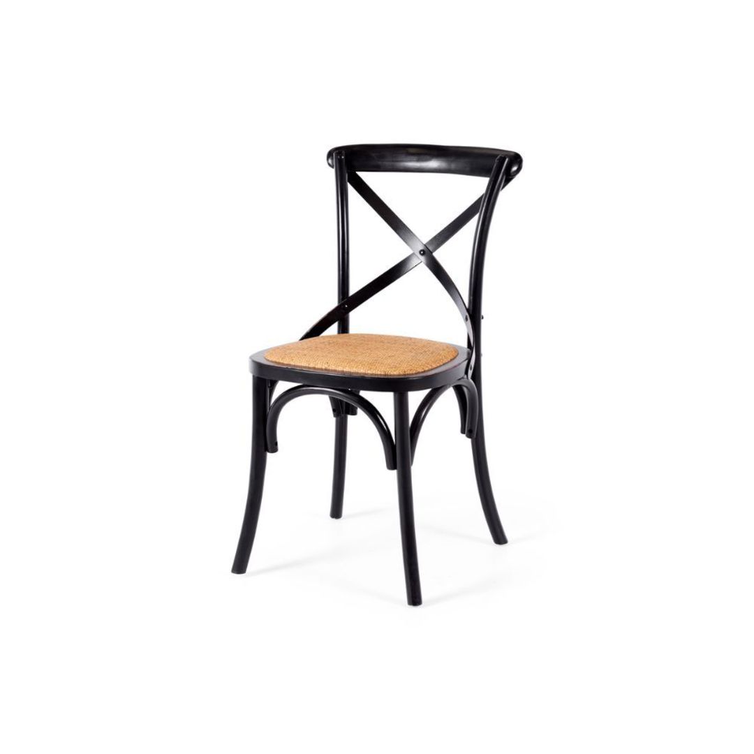 Villa X-Back Dining Chair Aged Black Rattan Seat image 0